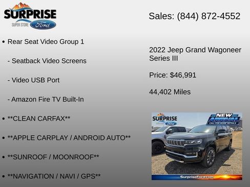 Used 2022 Jeep Grand Wagoneer Series III w/ Rear Seat Video Group 1 AWD/4WD image 12