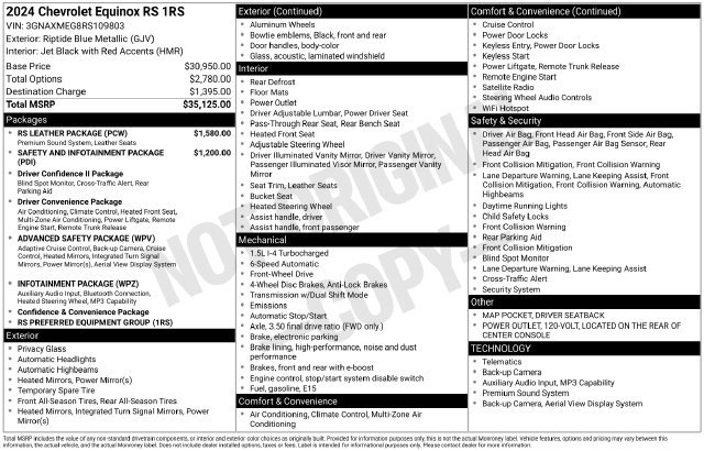 Certified 2024 Chevrolet Equinox RS w/ RS Leather Package FWD image 7