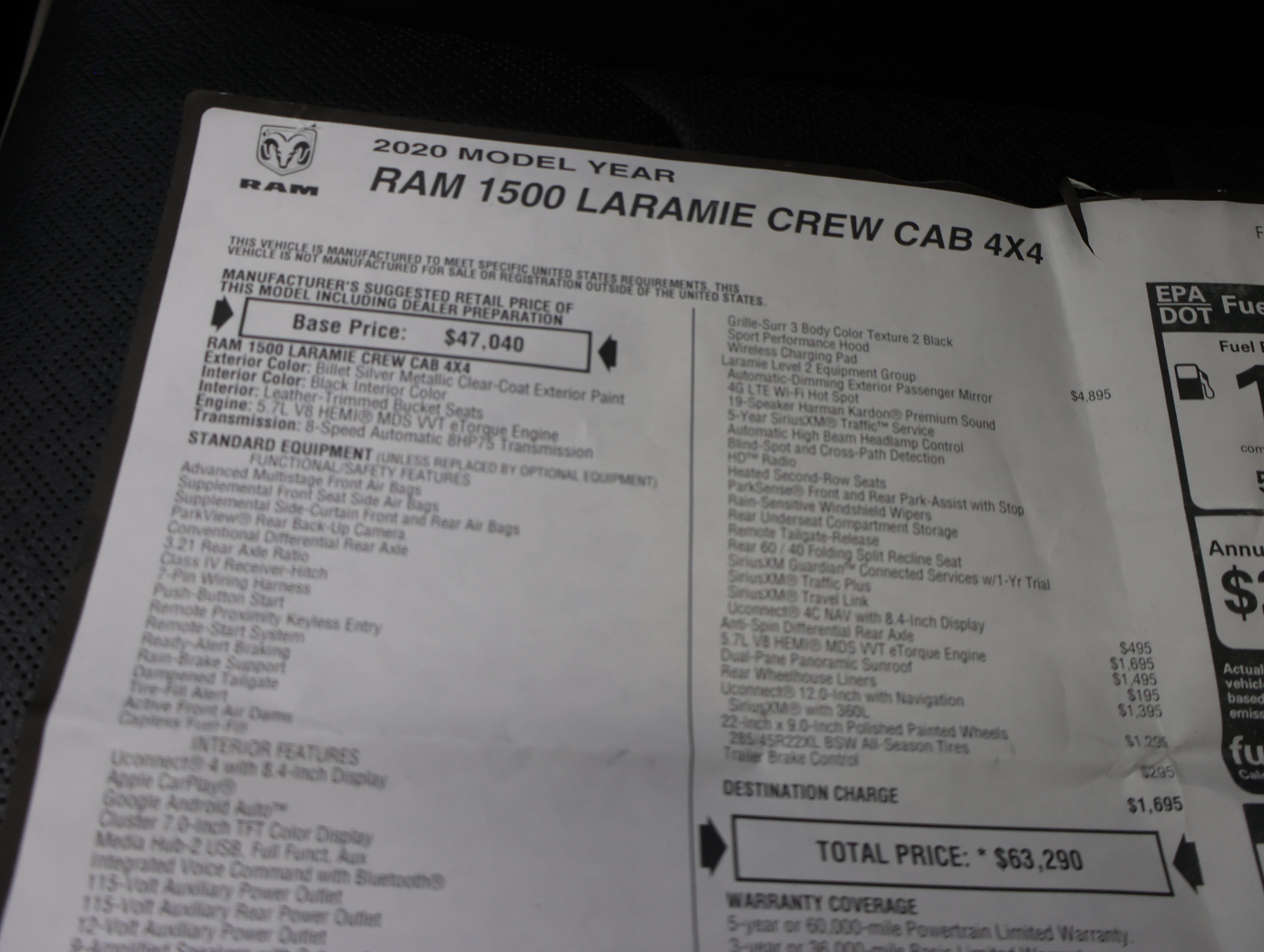 Used 2020 RAM 1500 Laramie AWD/4WD image 58