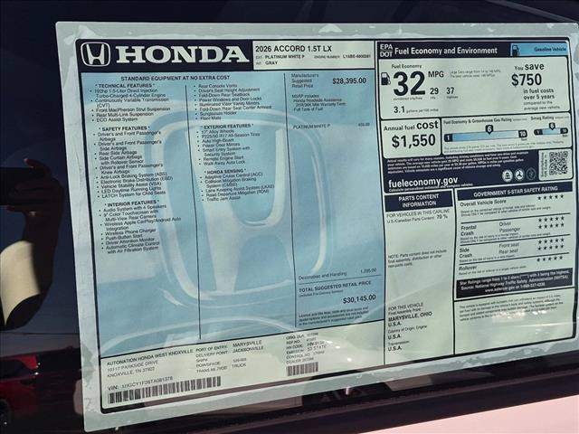 New 2026 Honda Accord LX image 16