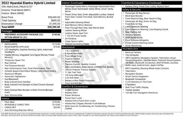 Used 2022 Hyundai Elantra Limited w/ Preferred Accessory Package FWD image 8