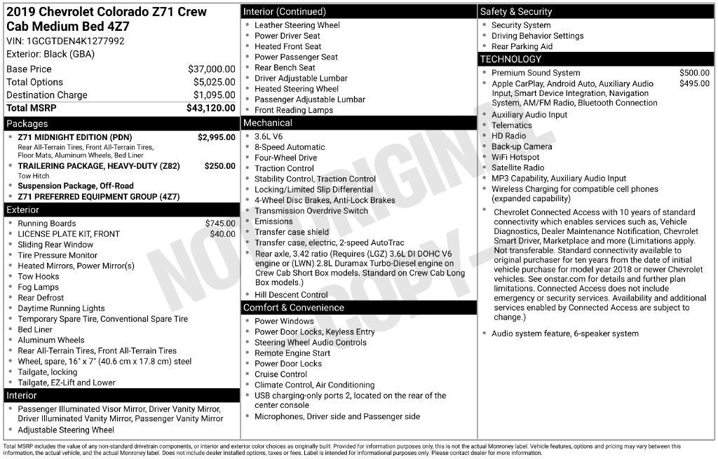 Used 2019 Chevrolet Colorado Z71 w/ Z71 Midnight Edition AWD/4WD image 20