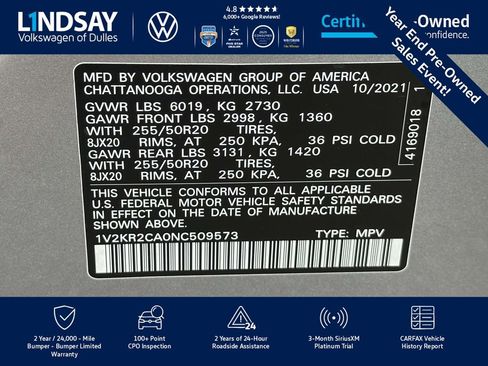 Used 2022 Volkswagen Atlas SE w/ Panoramic Sunroof Package image 29