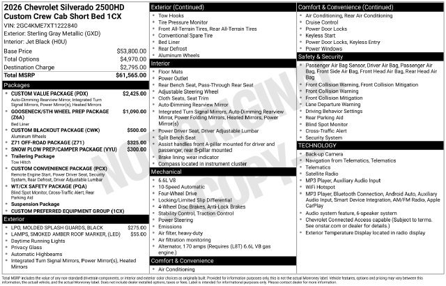 New 2026 Chevrolet Silverado 2500 Custom w/ Custom Value Package AWD/4WD image 25