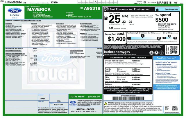 Used 2022 Ford Maverick XL w/ Equipment Group 100A Standard AWD/4WD image 3
