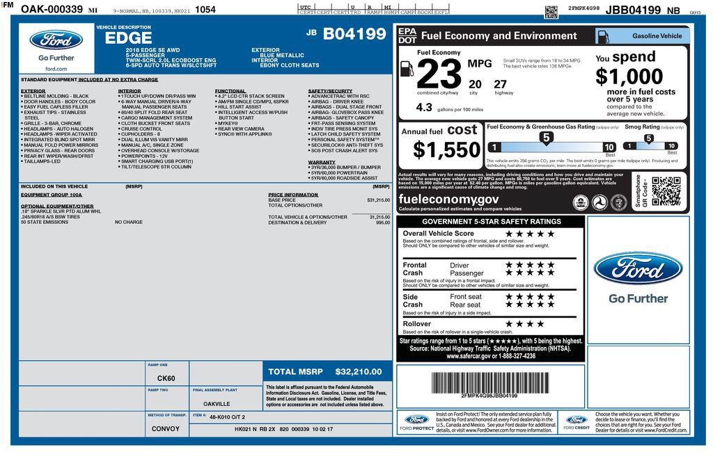 Used 2018 Ford Edge SE AWD/4WD image 32