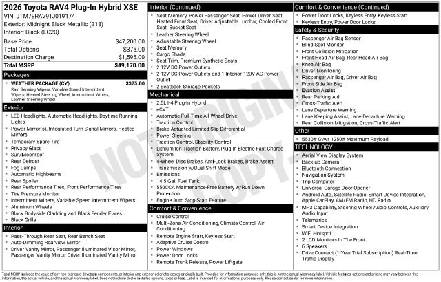 Used 2026 Toyota RAV4 XSE w/ Weather Package AWD/4WD image 13