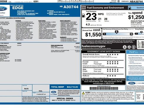 Used 2022 Ford Edge Titanium w/ Equipment Group 301A AWD/4WD image 2