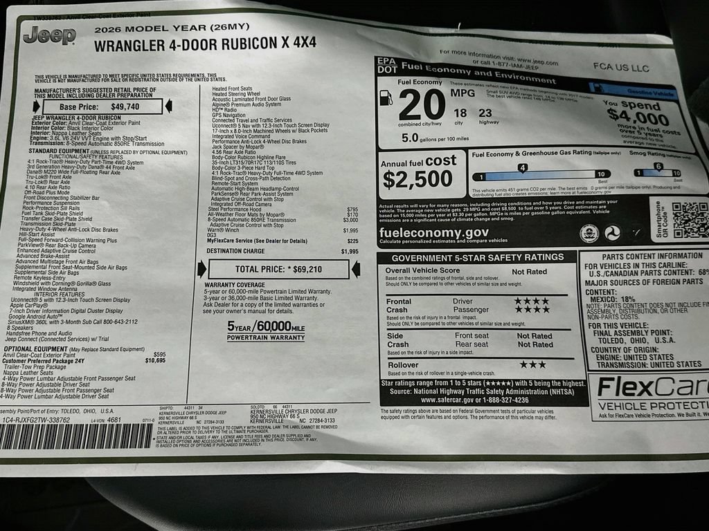 New 2026 Jeep Wrangler Unlimited Rubicon AWD/4WD image 20