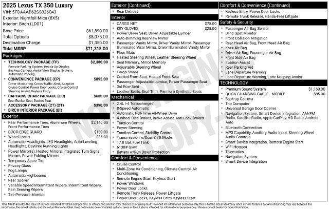 Used 2025 Lexus TX 350 AWD w/ Technology Package image 37