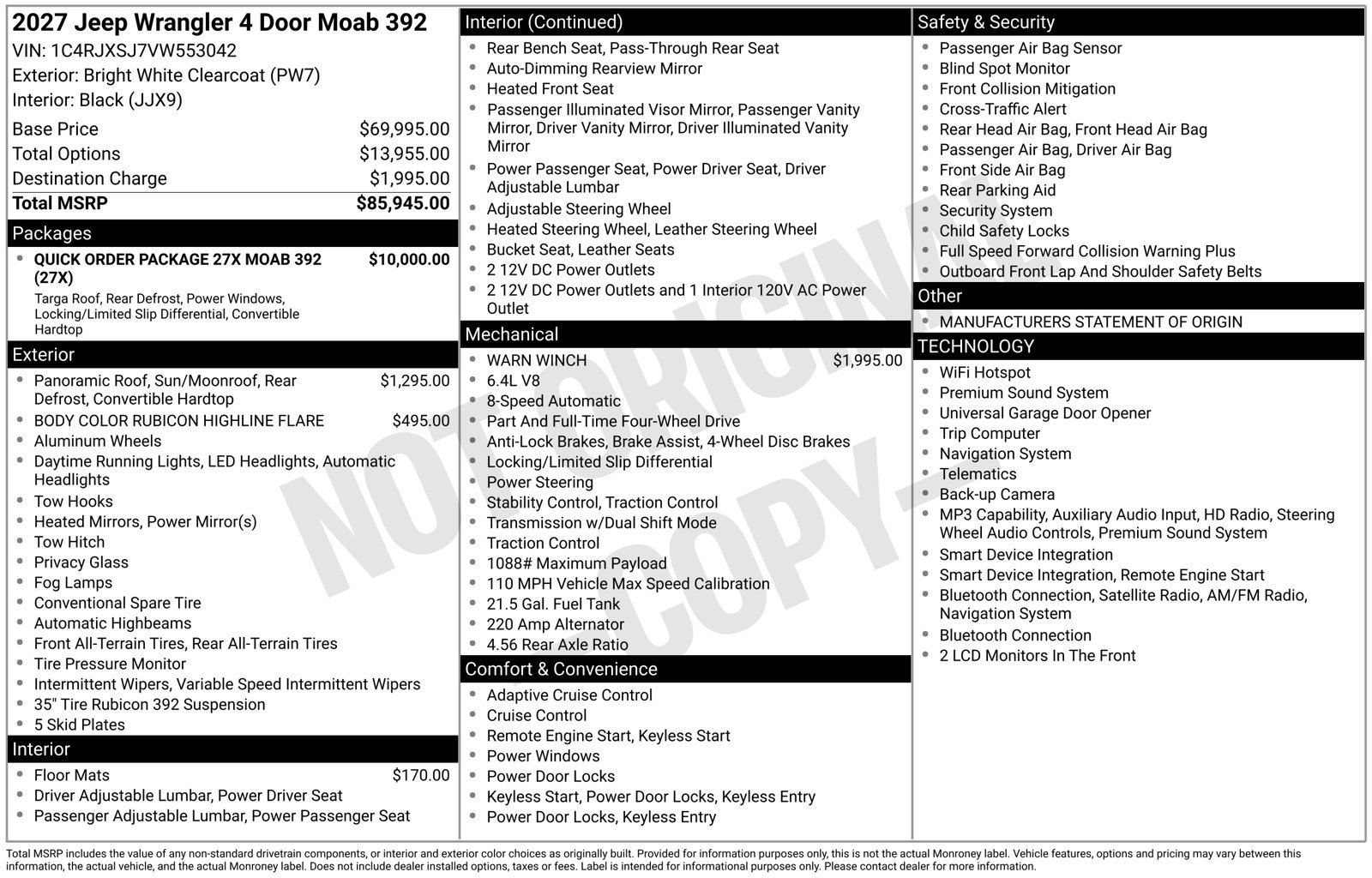 New 2027 Jeep Wrangler Unlimited Rubicon 392 AWD/4WD image 26