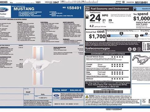 Certified 2021 Ford Mustang Premium w/ Equipment Group 201A RWD image 25