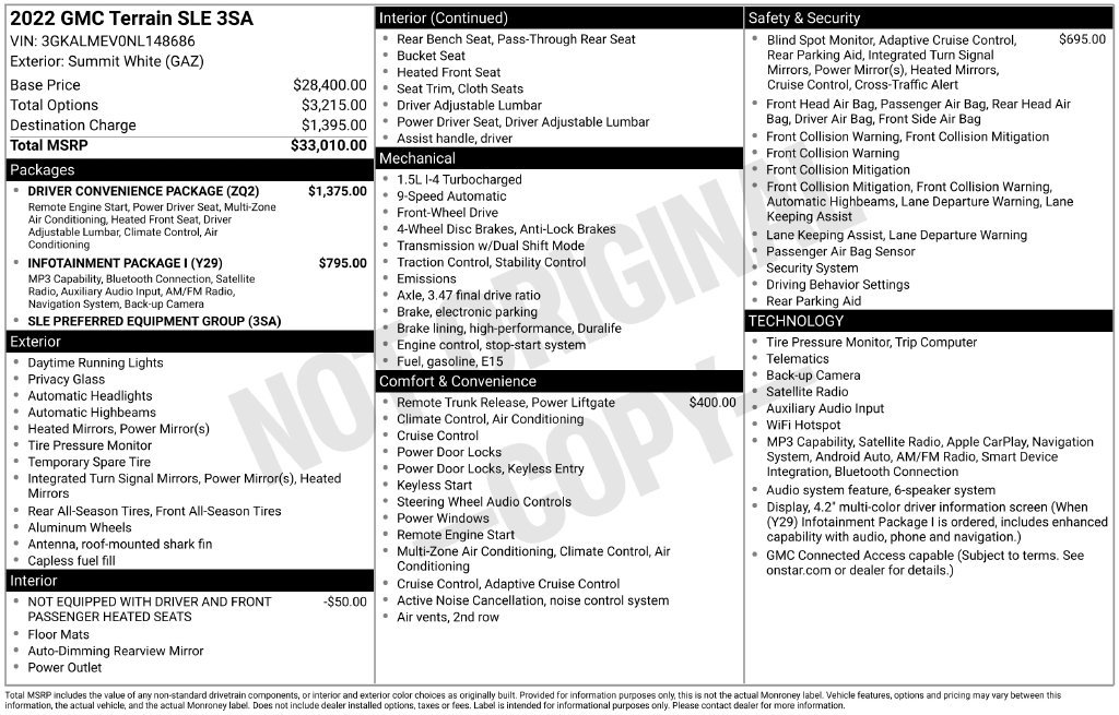 Used 2022 GMC Terrain SLE w/ Driver Convenience Package FWD image 6