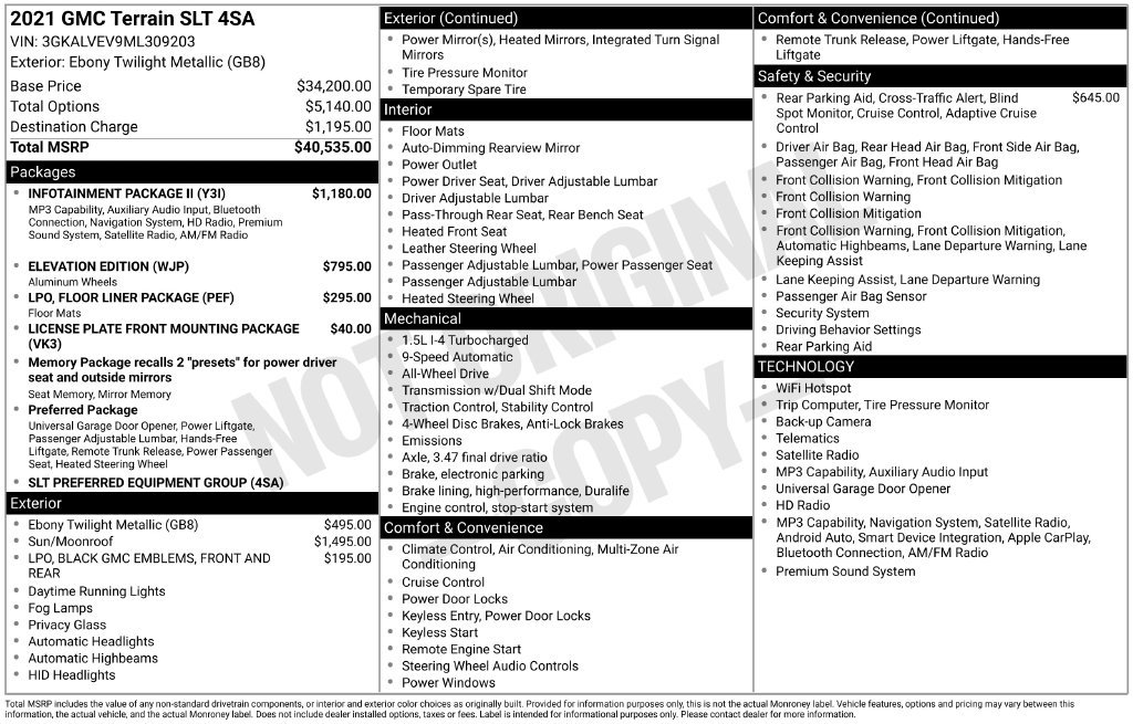 Used 2021 GMC Terrain SLT w/ Infotainment Package II AWD/4WD image 36