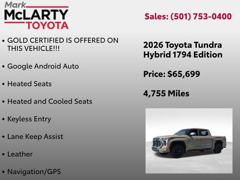 Certified 2026 Toyota Tundra 1794 Edition w/ TRD Off-Road Package AWD/4WD image 23