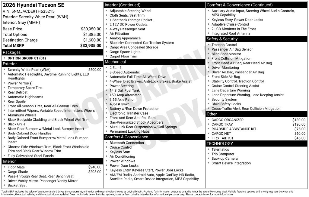 New 2026 Hyundai Tucson SE AWD/4WD image 31