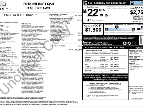 Used 2018 INFINITI Q50 Luxe w/ Essential Package (3.0T Luxe) image 3