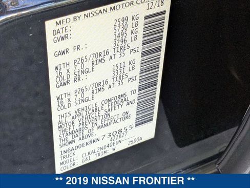 Used 2019 Nissan Frontier SV image 22
