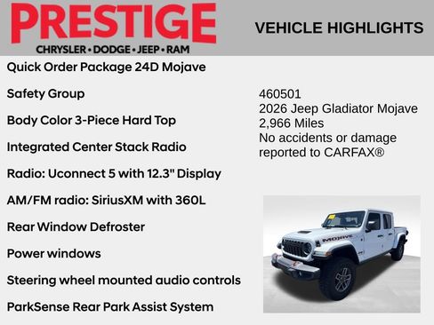 Used 2026 Jeep Gladiator Mojave w/ Safety Group AWD/4WD image 2