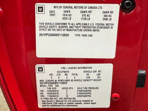 Used 1998 Chevrolet Camaro Z28 w/ Preferred Equipment Group 2 RWD image 28