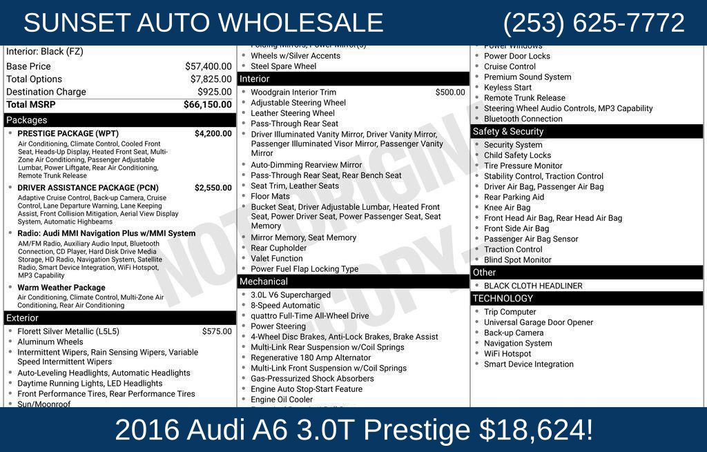 Used 2016 Audi A6 3.0T Prestige w/ Prestige Package AWD/4WD image 51