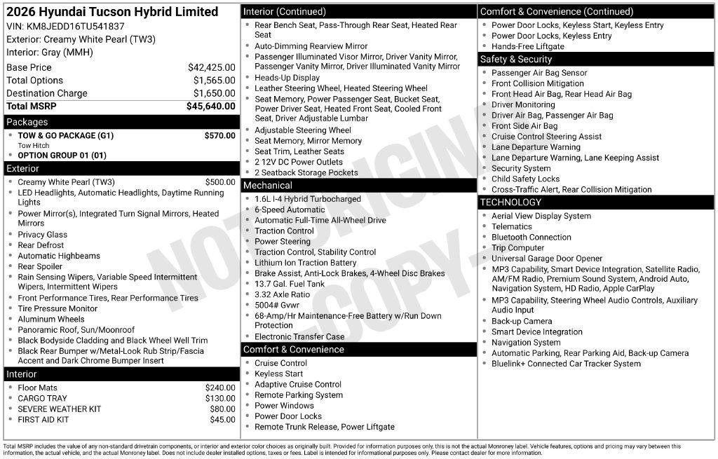 New 2026 Hyundai Tucson Limited w/ Tow & Go Package AWD/4WD image 24