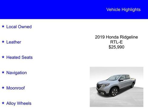 Used 2019 Honda Ridgeline RTL-E image 2