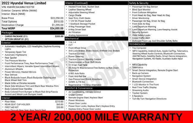 Used 2022 Hyundai Venue Limited w/ Cargo Package FWD image 9
