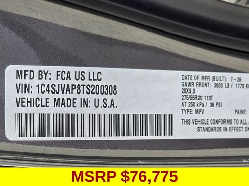 New 2026 Jeep Grand Wagoneer 4WD w/ Quick Order Packge 29V Upland image 43