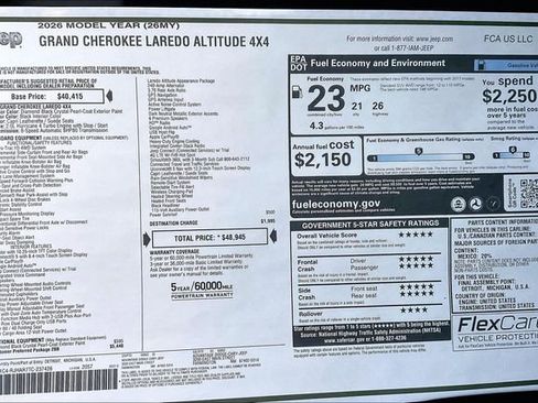 New 2026 Jeep Grand Cherokee Altitude AWD/4WD image 22