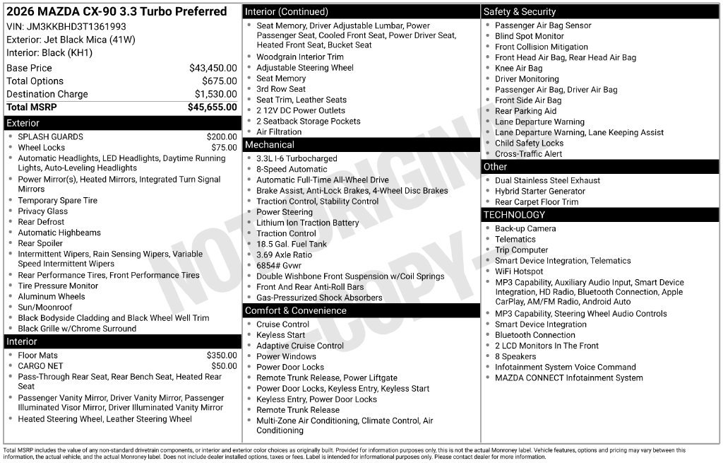 Certified 2026 MAZDA CX-90 3.3 Turbo w/ Preferred Package AWD/4WD image 10