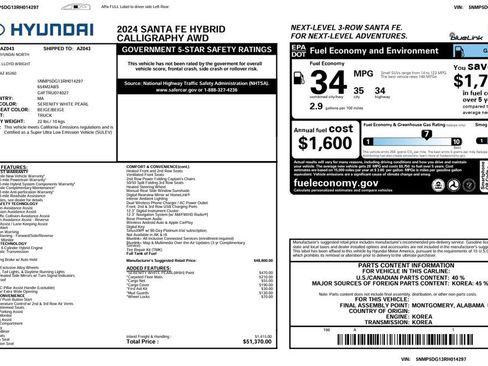 Used 2024 Hyundai Santa Fe Calligraphy image 3