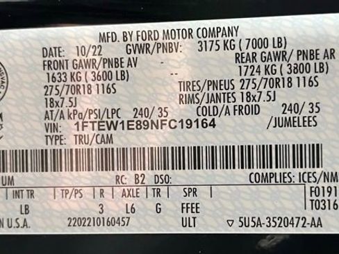 Used 2022 Ford F150 Tremor w/ Equipment Group 401A Mid AWD/4WD image 61