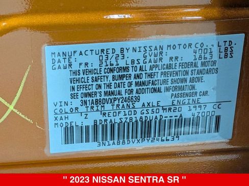 Certified 2023 Nissan Sentra SR w/ SR Premium Package FWD image 38
