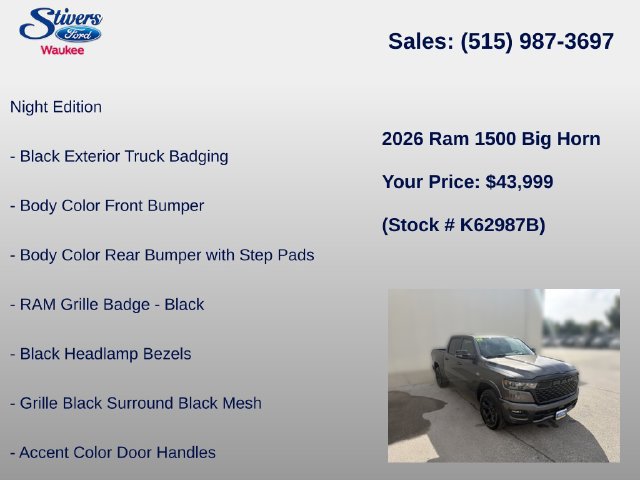 Used 2026 RAM 1500 Big Horn w/ Night Edition AWD/4WD image 40