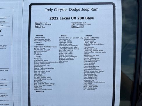 Used 2022 Lexus UX 200 w/ Accessory Package (Z1) FWD image 23