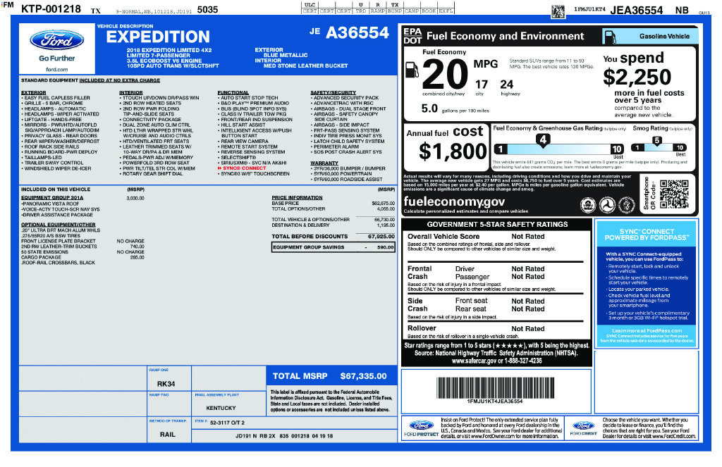 Used 2018 Ford Expedition Limited w/ Equipment Group 301A RWD image 11
