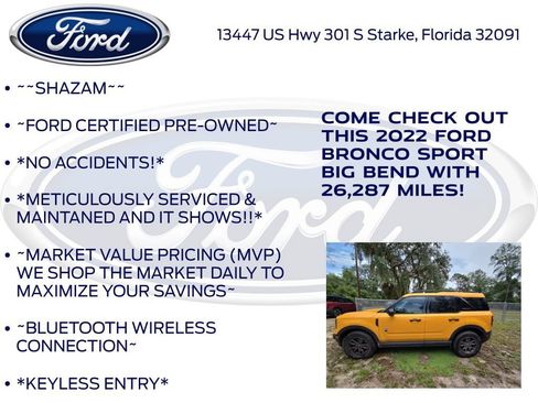 Certified 2022 Ford Bronco Sport Big Bend w/ Convenience Package AWD/4WD image 6