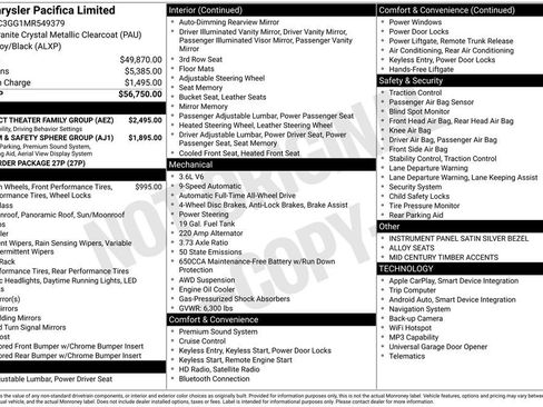 Used 2021 Chrysler Pacifica Limited w/ Uconnect Theater Family Group AWD/4WD image 7