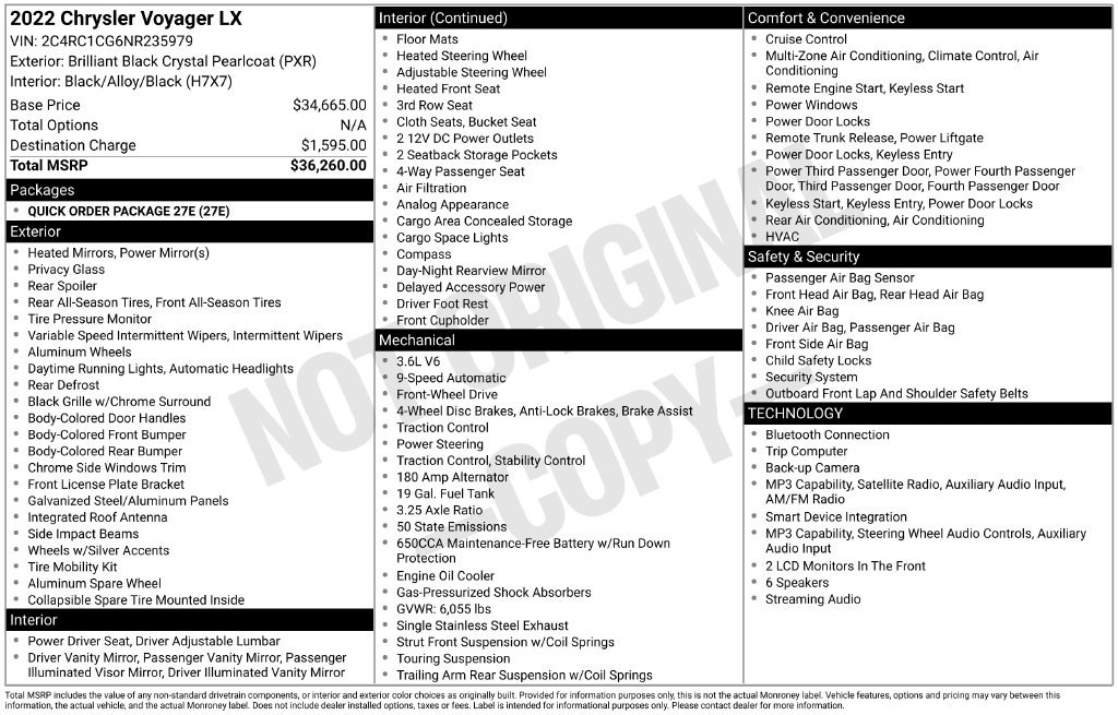 Used 2022 Chrysler Voyager LX FWD image 36