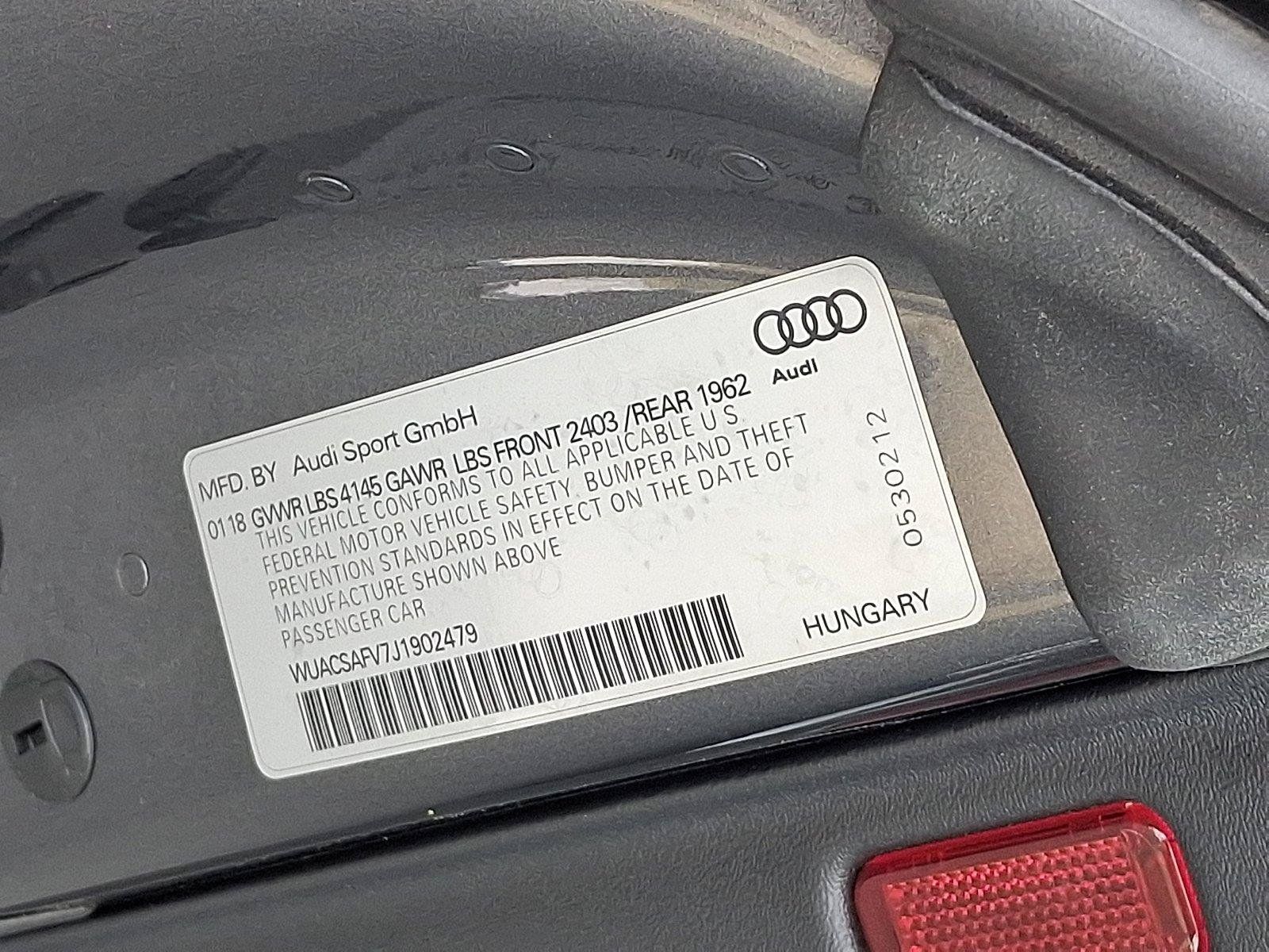 Used 2018 Audi TT RS w/ Technology Package AWD/4WD image 28