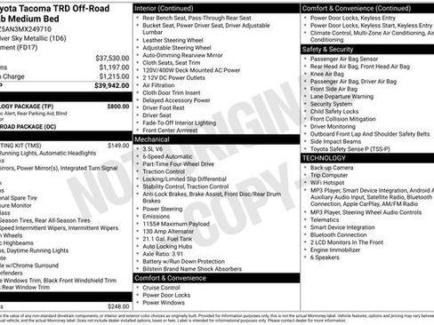 Used 2021 Toyota Tacoma TRD Off-Road w/ Technology Package AWD/4WD image 7