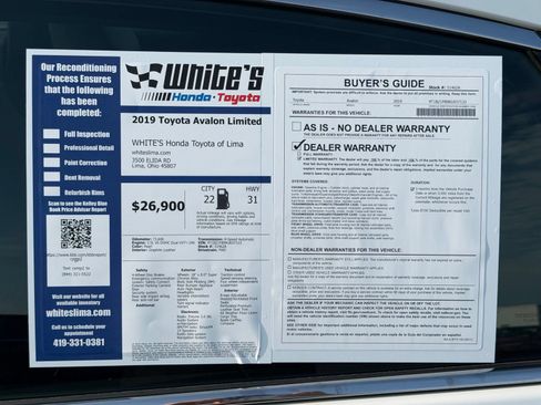 Used 2019 Toyota Avalon Limited w/ Advanced Safety Package FWD image 32