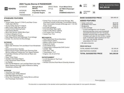 Used 2025 Toyota Sienna LE w/ LE Plus Package FWD image 34