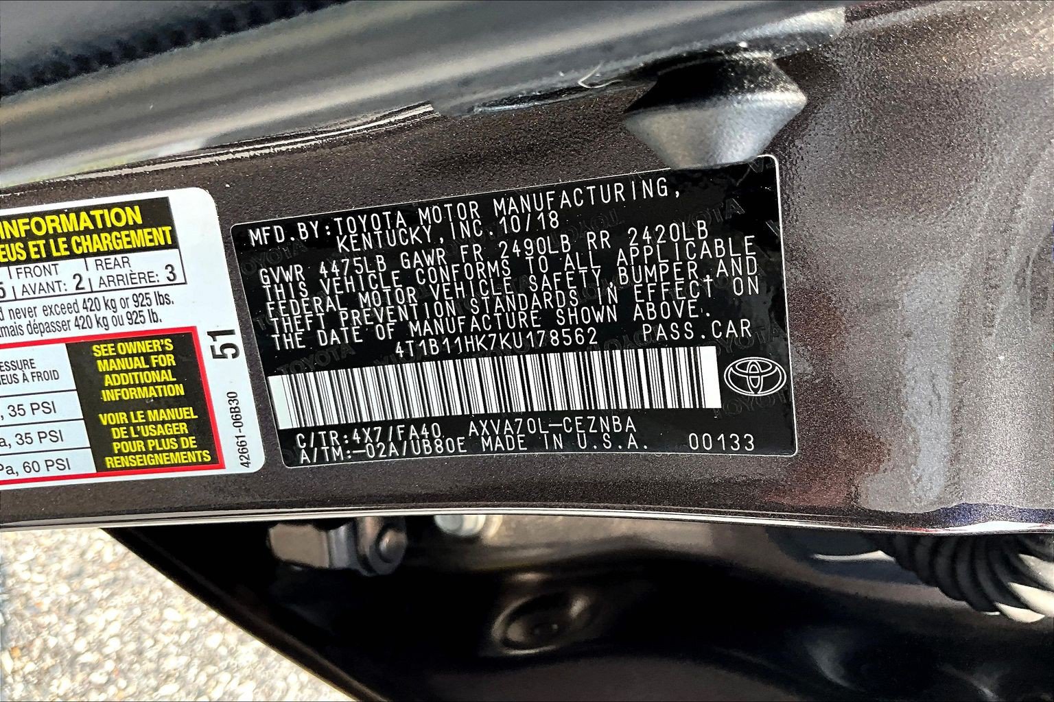 Used 2019 Toyota Camry LE FWD image 16