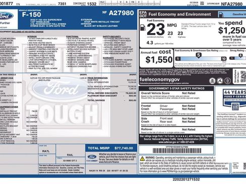 Used 2022 Ford F150 Platinum w/ Equipment Group 701A High image 4