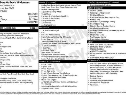 Used 2022 Subaru Outback Wilderness w/ Wilderness Package image 38