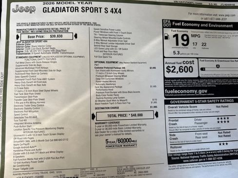 New 2026 Jeep Gladiator Sport image 27