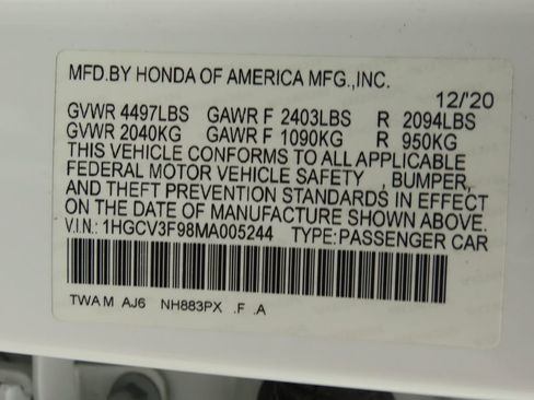 Certified 2021 Honda Accord Touring image 35