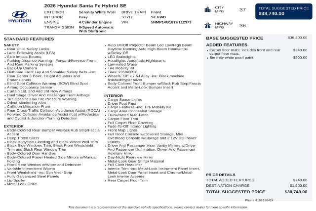 Certified 2026 Hyundai Santa Fe SE FWD image 42